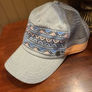 Roxy Blue Grey Coral Snapback Hat.
